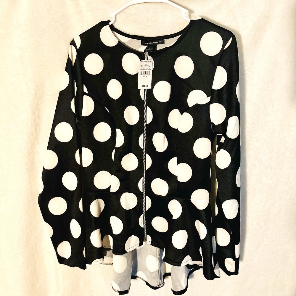 Ashley Stewart Black & White Polka Dot Blazer
